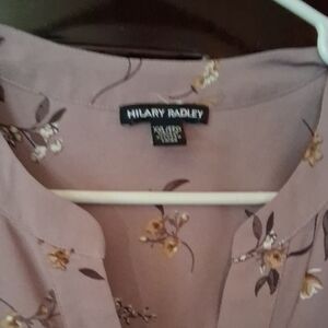 Hilary Radley Mauve Floral V-Neck Blouse